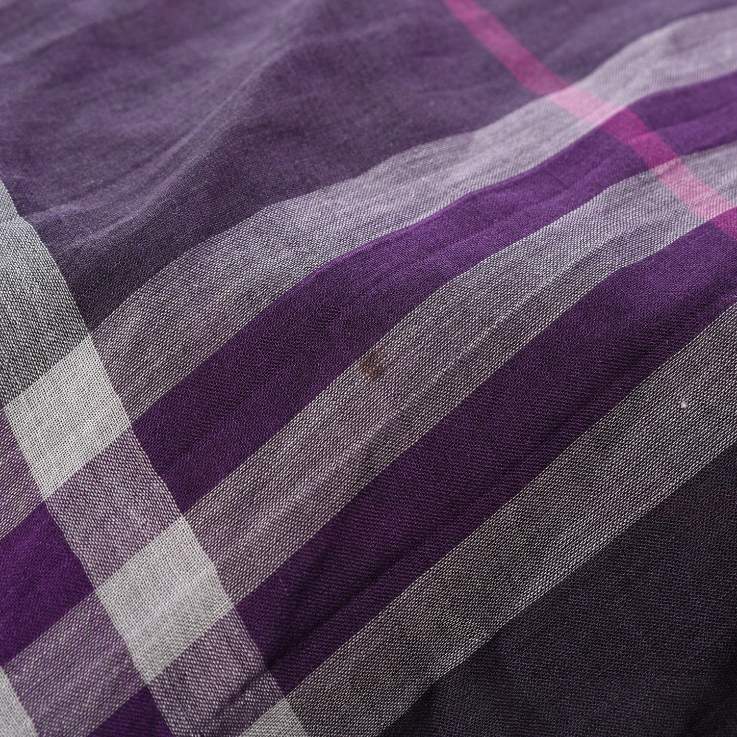 Wool Silk Gauze Giant Check Scarf Purple