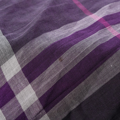 Burberry Wool Silk Gauze Giant Check Scarf Purple 6 of 6