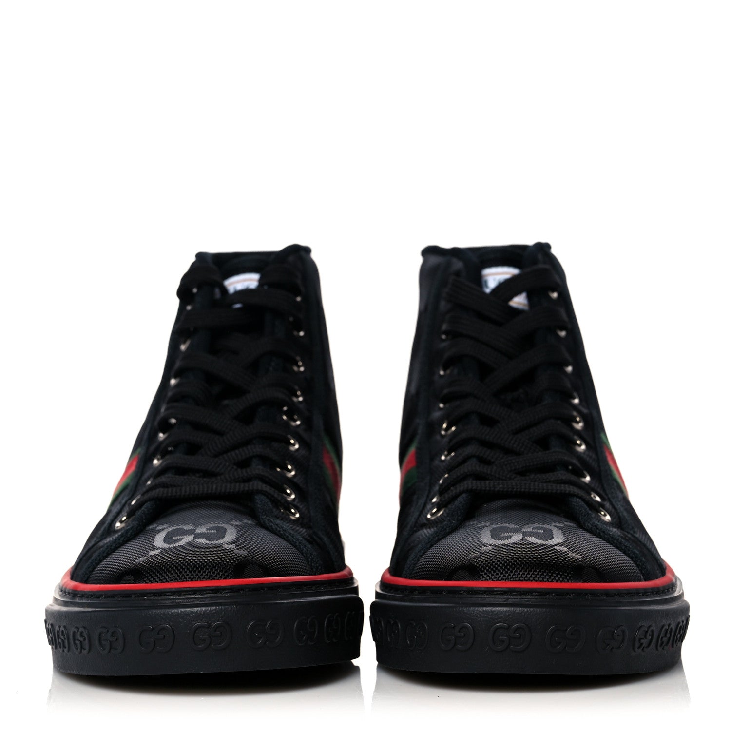 Gucci Econyl Nylon Web Monogram Off The Grid Mens 1977 Tennis High Top Sneakers 8 Black 2 of 8