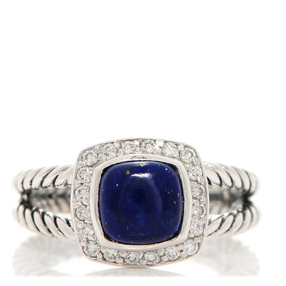 David Yurman Sterling Silver Diamond Lapis Lazuli 7mm Petite Albion Ring 52 6.25 1 of 4