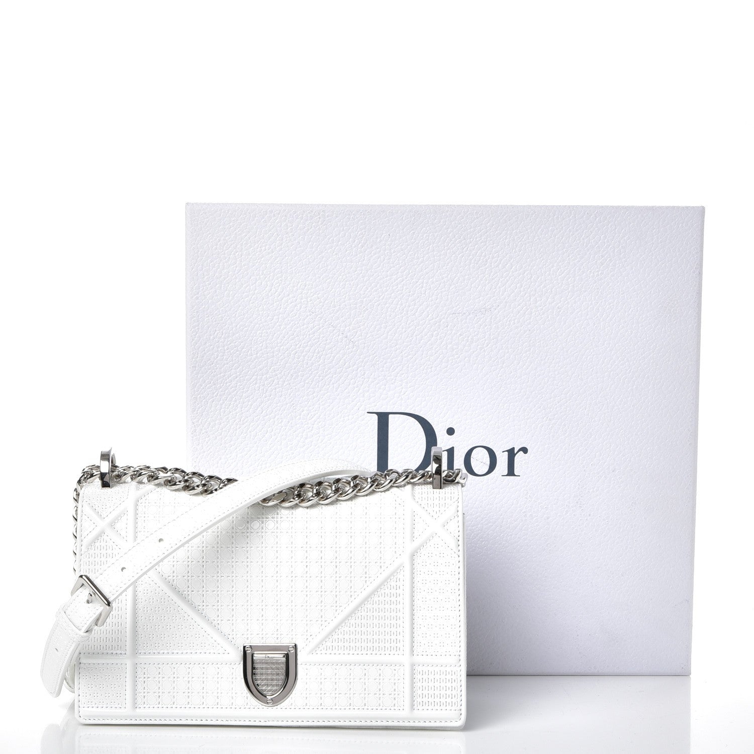 Christian Dior Patent Micro-Cannage Small Diorama Flap Bag White 8 of 8