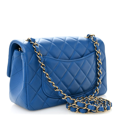 Chanel Lambskin Quilted Mini Rectangular Flap Blue 3 of 10