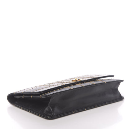 Chanel Calfskin Stitched Square Quilted Wallet On Chain WOC Black 4 of 15