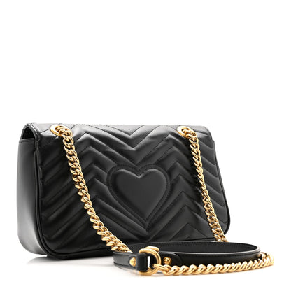 Gucci Calfskin Matelasse Small GG Marmont Shoulder Bag Black 3 of 13