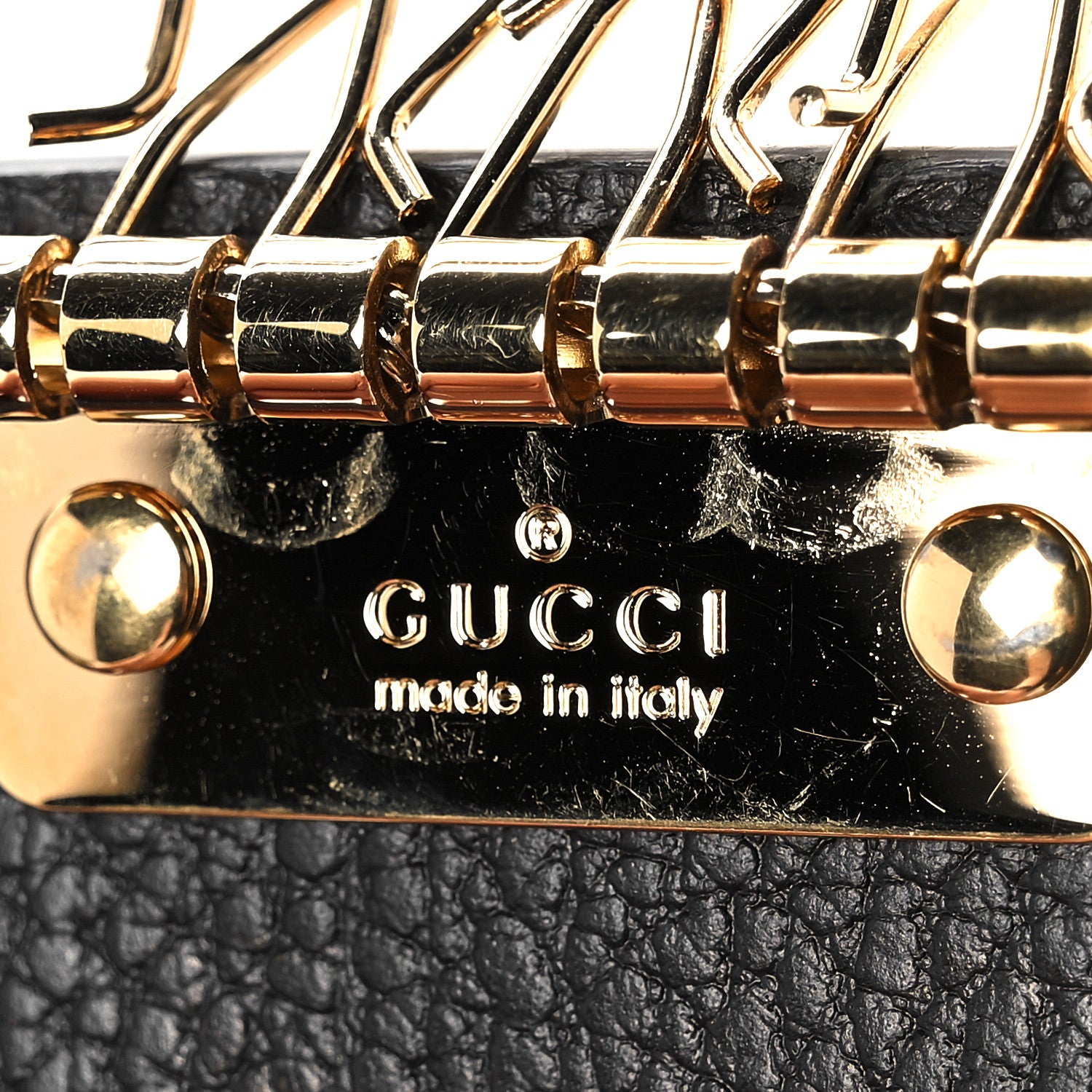 Gucci Dollar Calfskin GG Supreme Monogram GG Marmont 6 Key Holder Case Black Beige Ebony 7 of 11