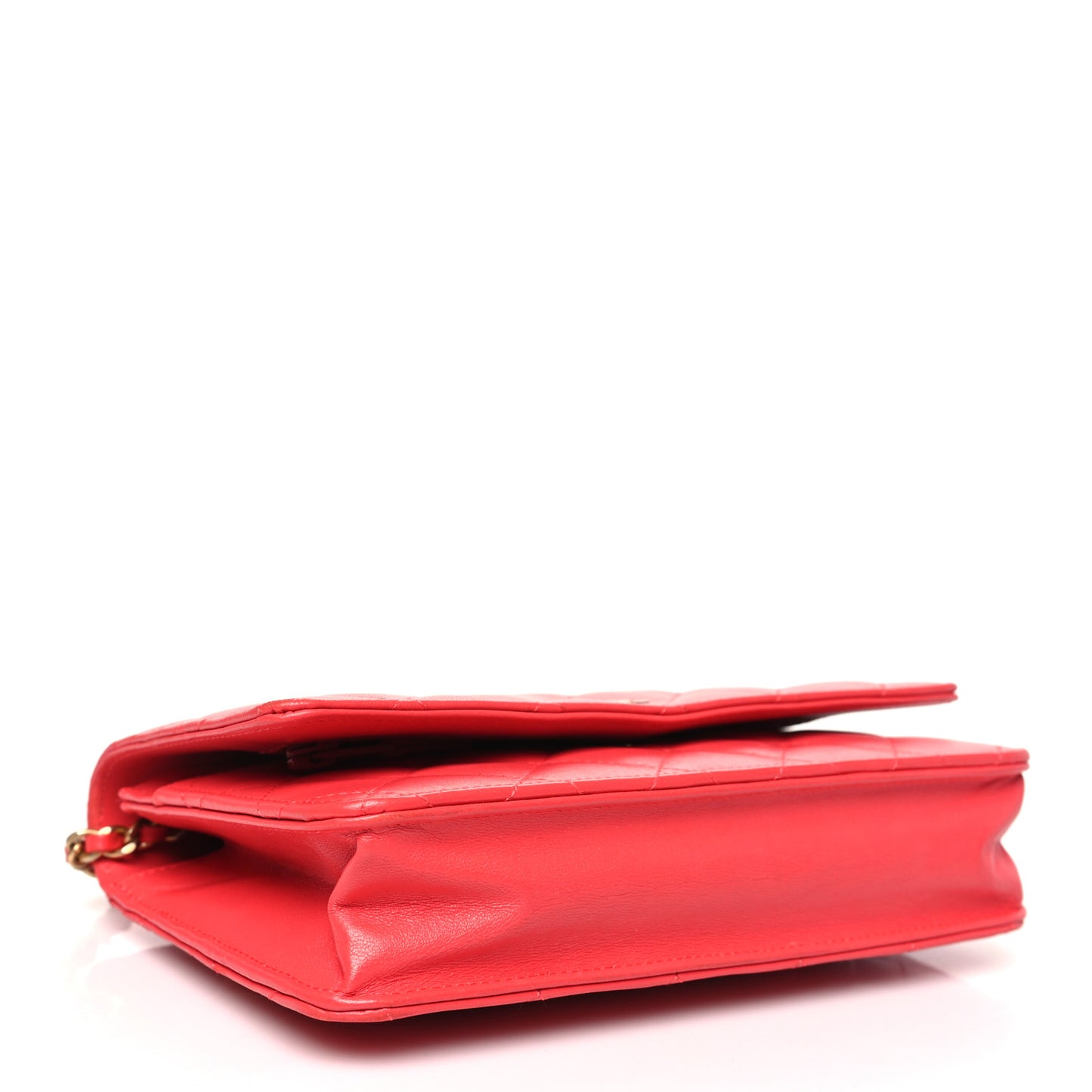 Lambskin Quilted Wallet On Chain WOC Light Red
