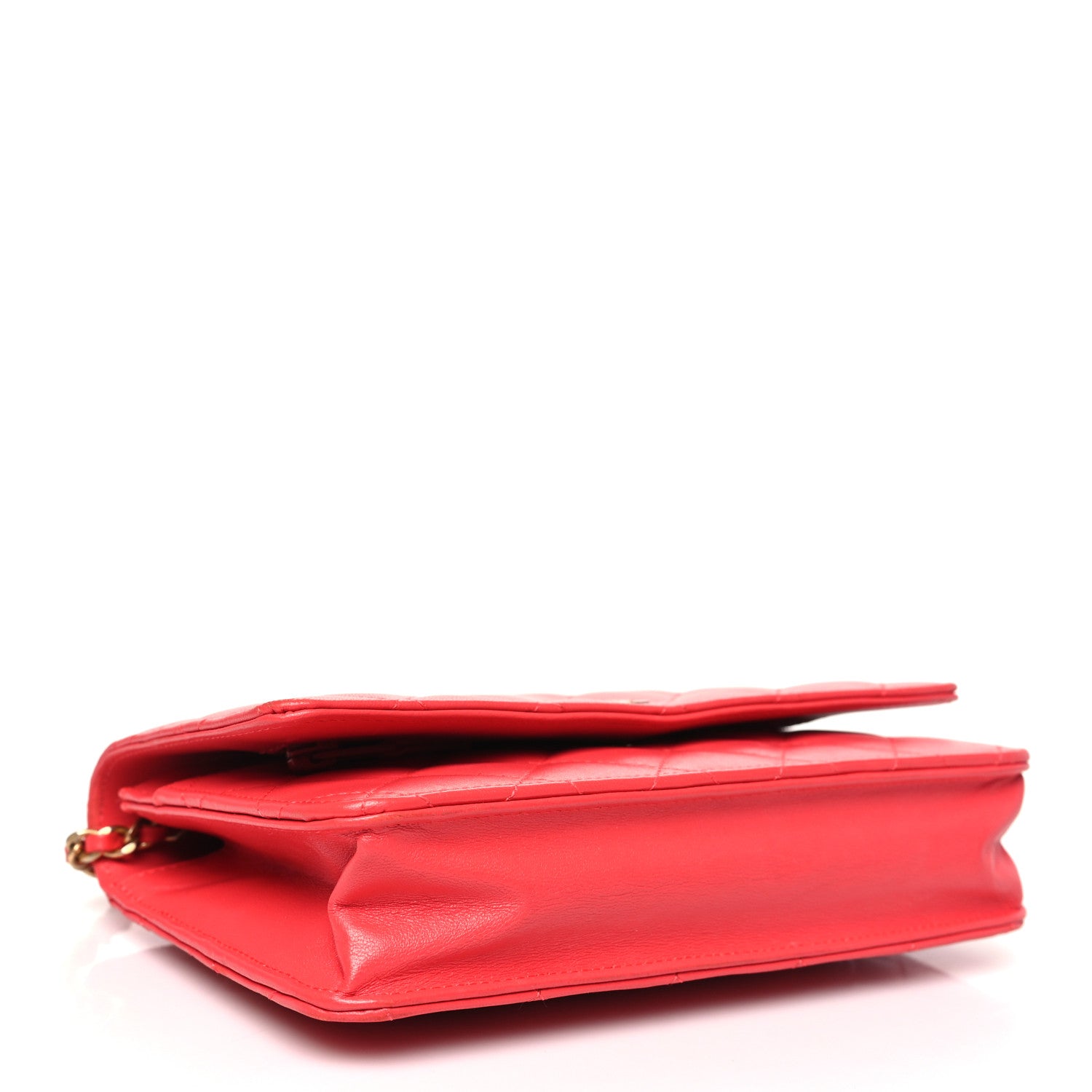 Chanel Lambskin Quilted Wallet On Chain WOC Light Red 4 of 13