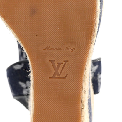 Louis Vuitton Monogram Denim Formentera Wedge Pumps 38 Grand Blue 7 of 7