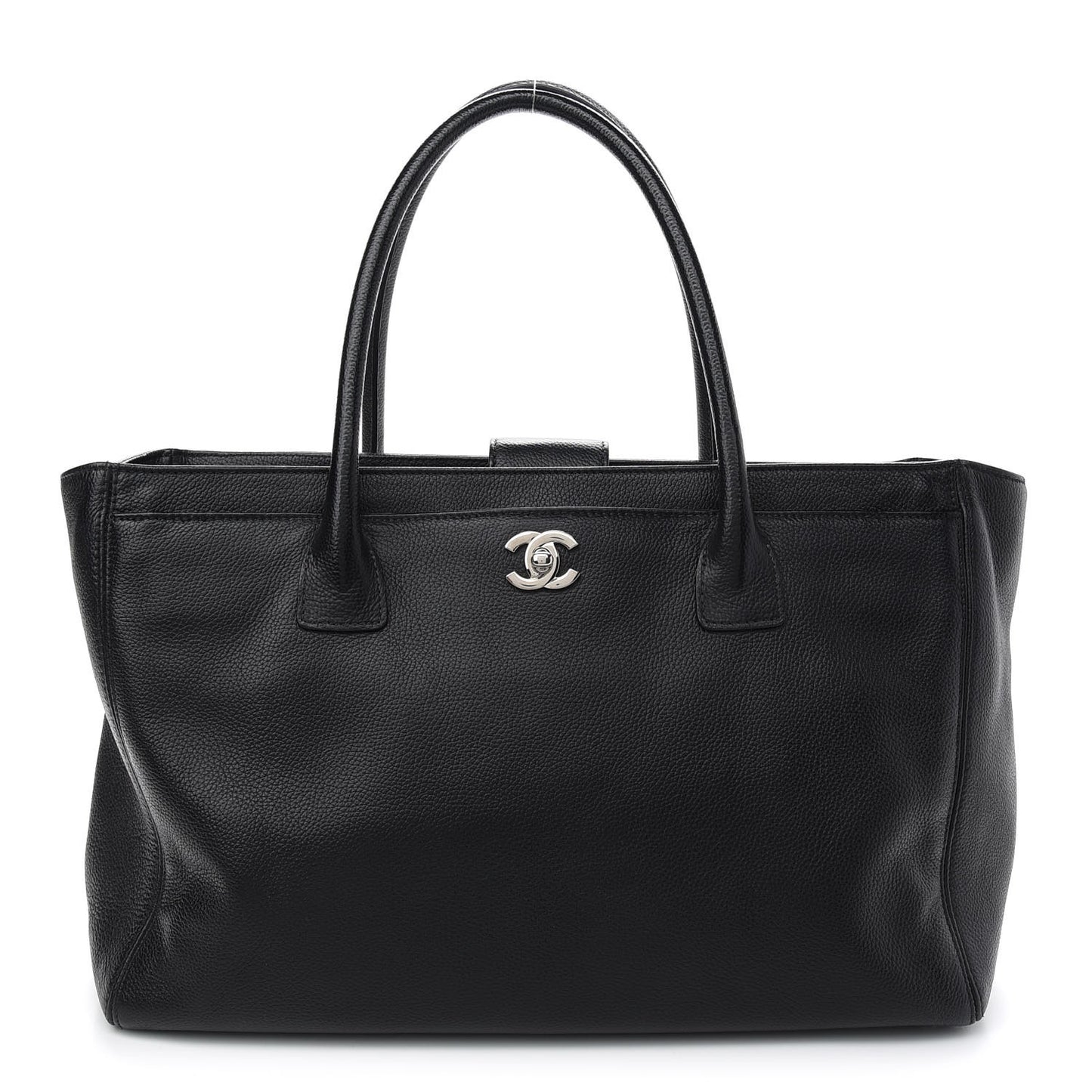 Calfskin Cerf Executive Shopper Tote Black