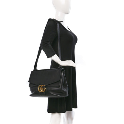 Gucci Calfskin Large GG Marmont Shoulder Bag Black 3 of 12