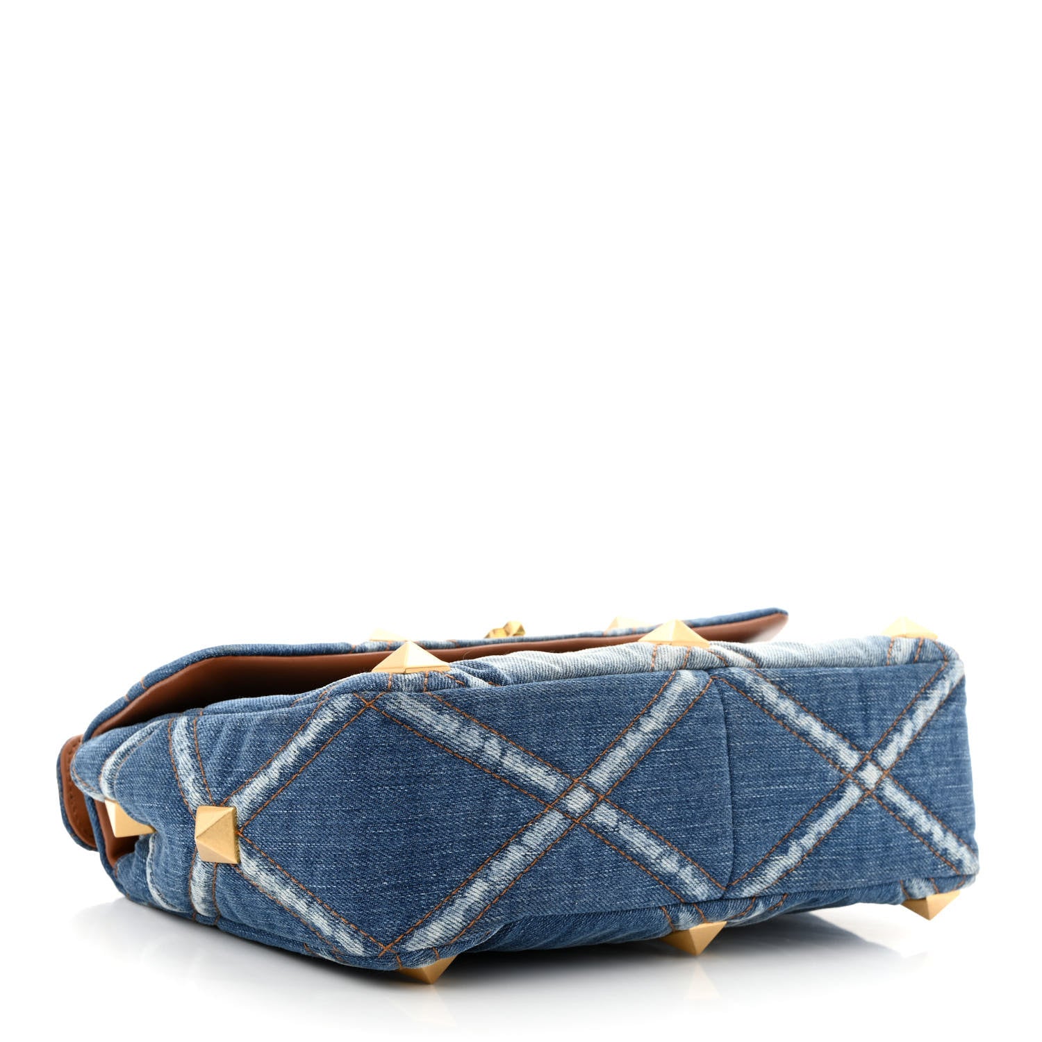 Valentino Garavani Denim Large Roman Stud Shoulder Bag Light Denim Selleria 4 of 9