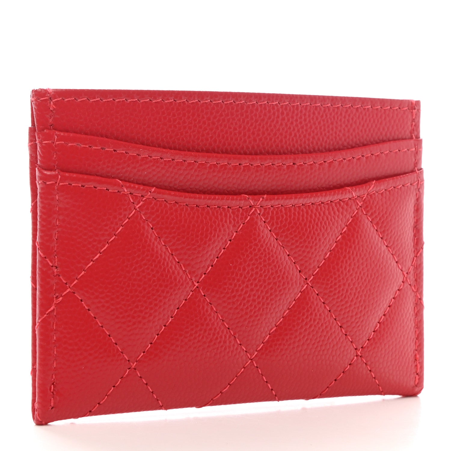 Chanel Caviar Quilted Card Holder Red 3 of 9