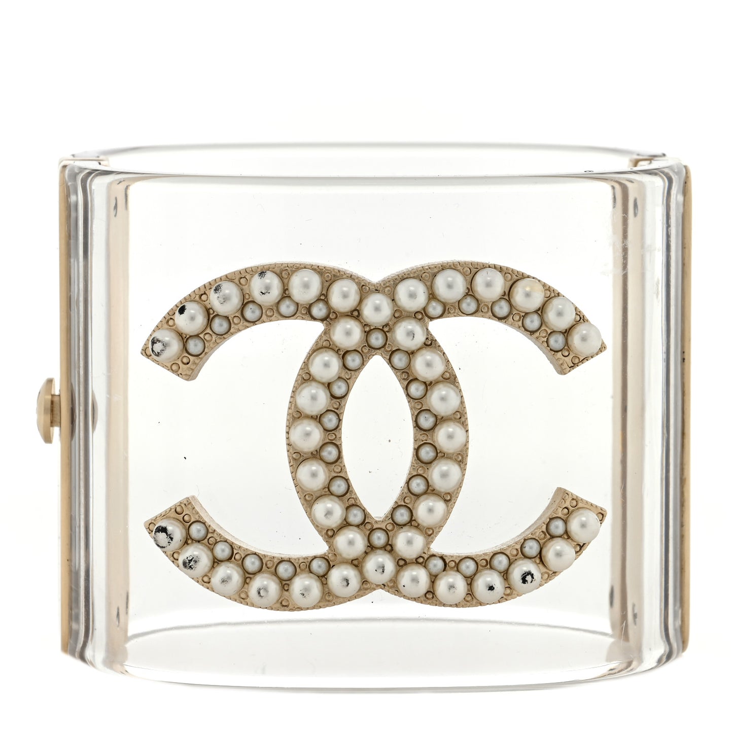 Lucite Pearl CC Cuff Light Gold