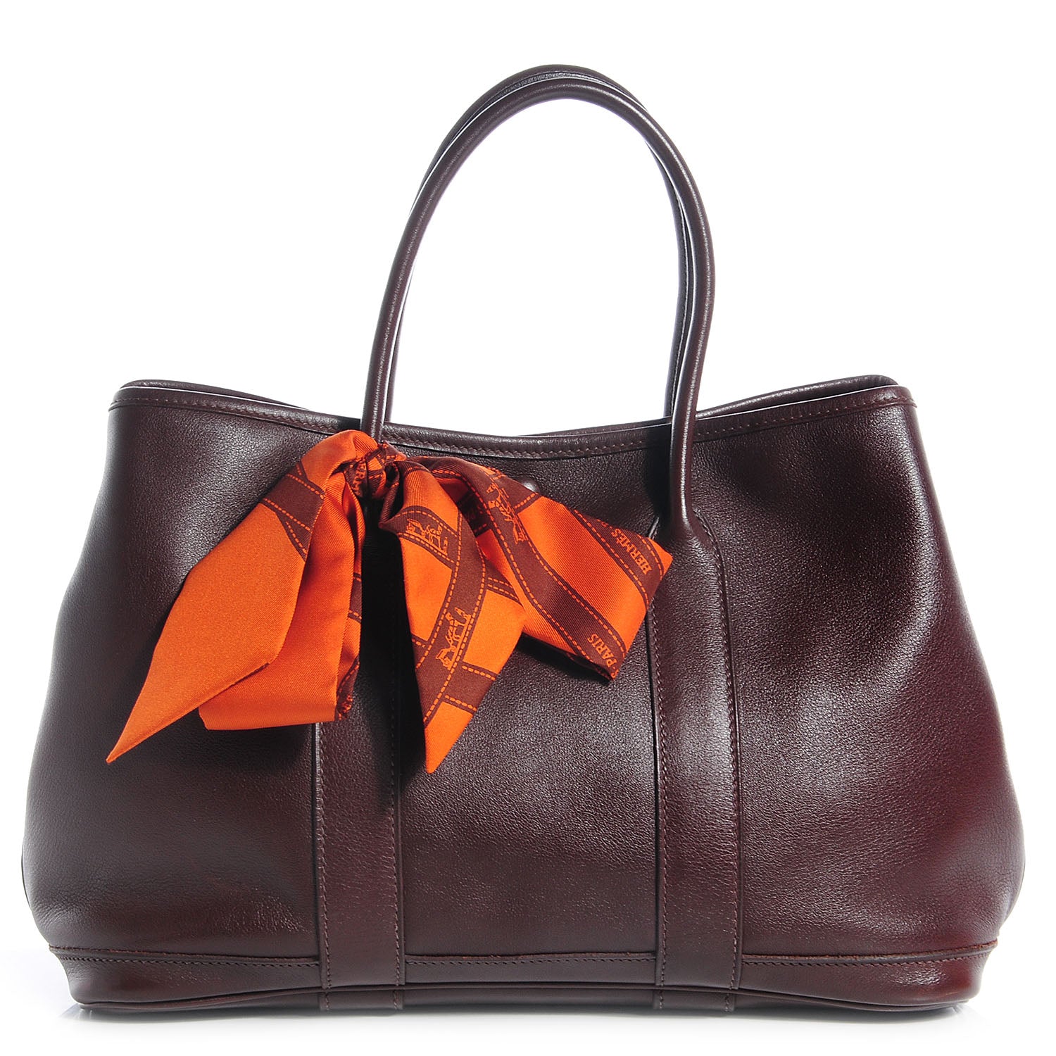 Hermes Swift Leather Bolduc Twilly Garden Party TPM Tote Chocolate 1 of 14