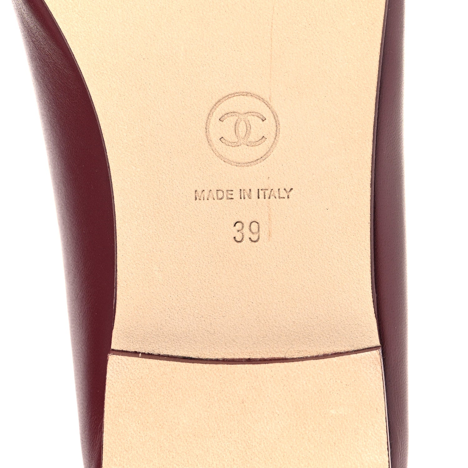 Chanel Lambskin Cap Toe CC Ballerina Flats 39 Burgundy Pink 8 of 10