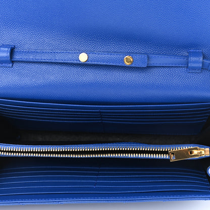 Saint Laurent Grain De Poudre Matelasse Chevron Monogram Chain Wallet Blue Majorelle 7 of 10