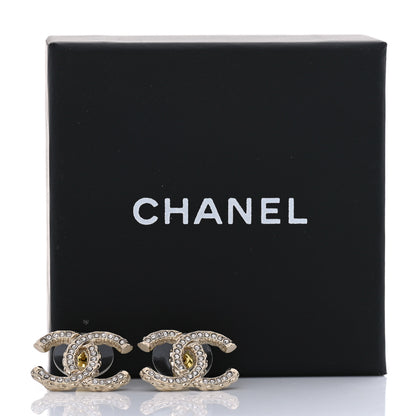Chanel Crystal CC Earrings Gold 5 of 5