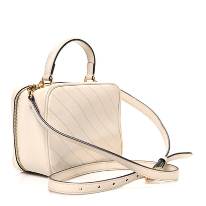 Gucci Sakai Be Green Calfskin Diagonal Stitched Blondie Top Handle Bag Mystic White 3 of 12