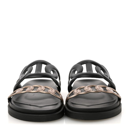 Hermes Nappa Extra Sandals 36.5 Black Mordore 3 of 11