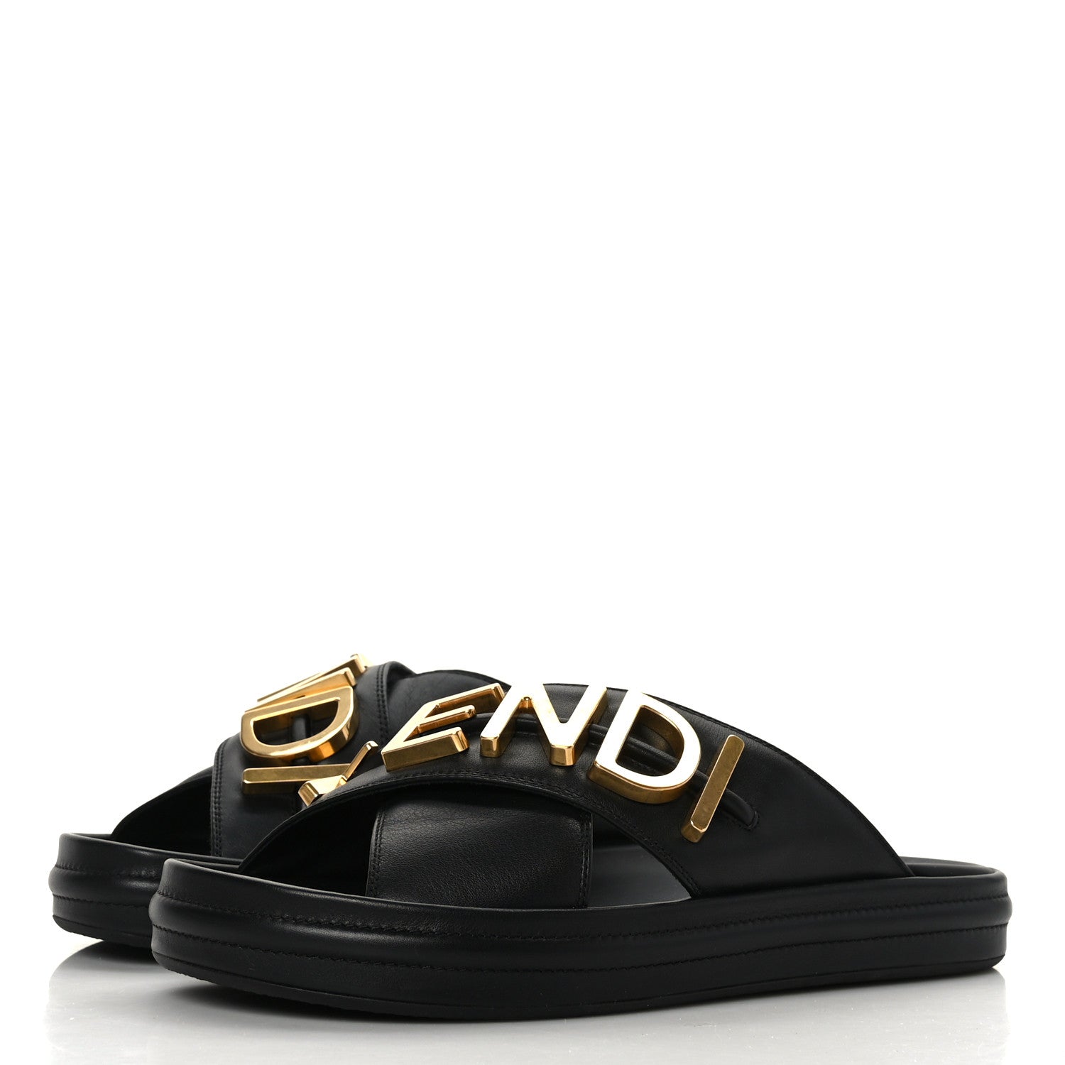 Fendi Vitello Womens Fendigraphy Slide Sandals 40 Black 3 of 8