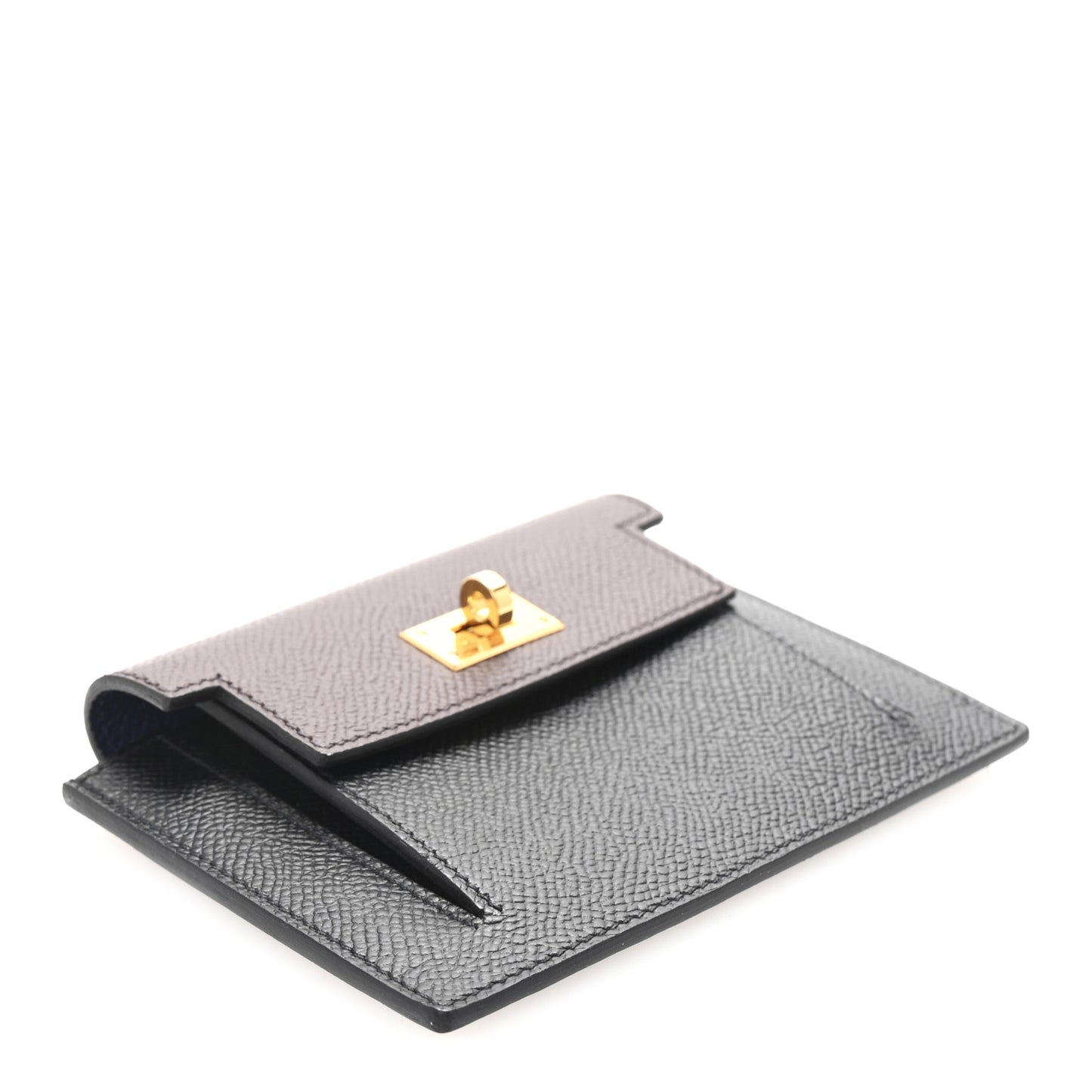 Epsom Tricolor Kelly Pocket Compact Wallet Black Rouge H Bleu Saphir
