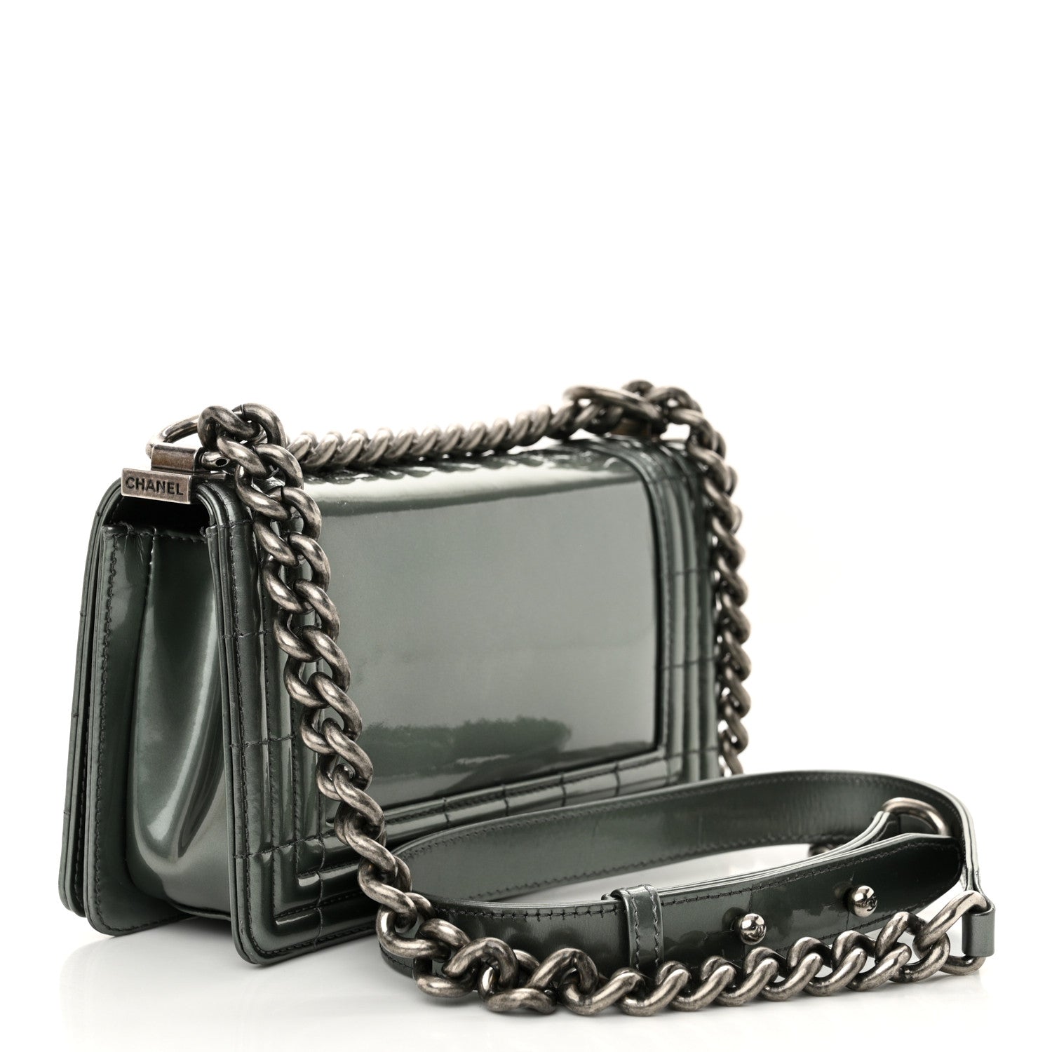 Chanel Iridescent Glazed Calfskin Small Boy Flap Light Green 3 of 12