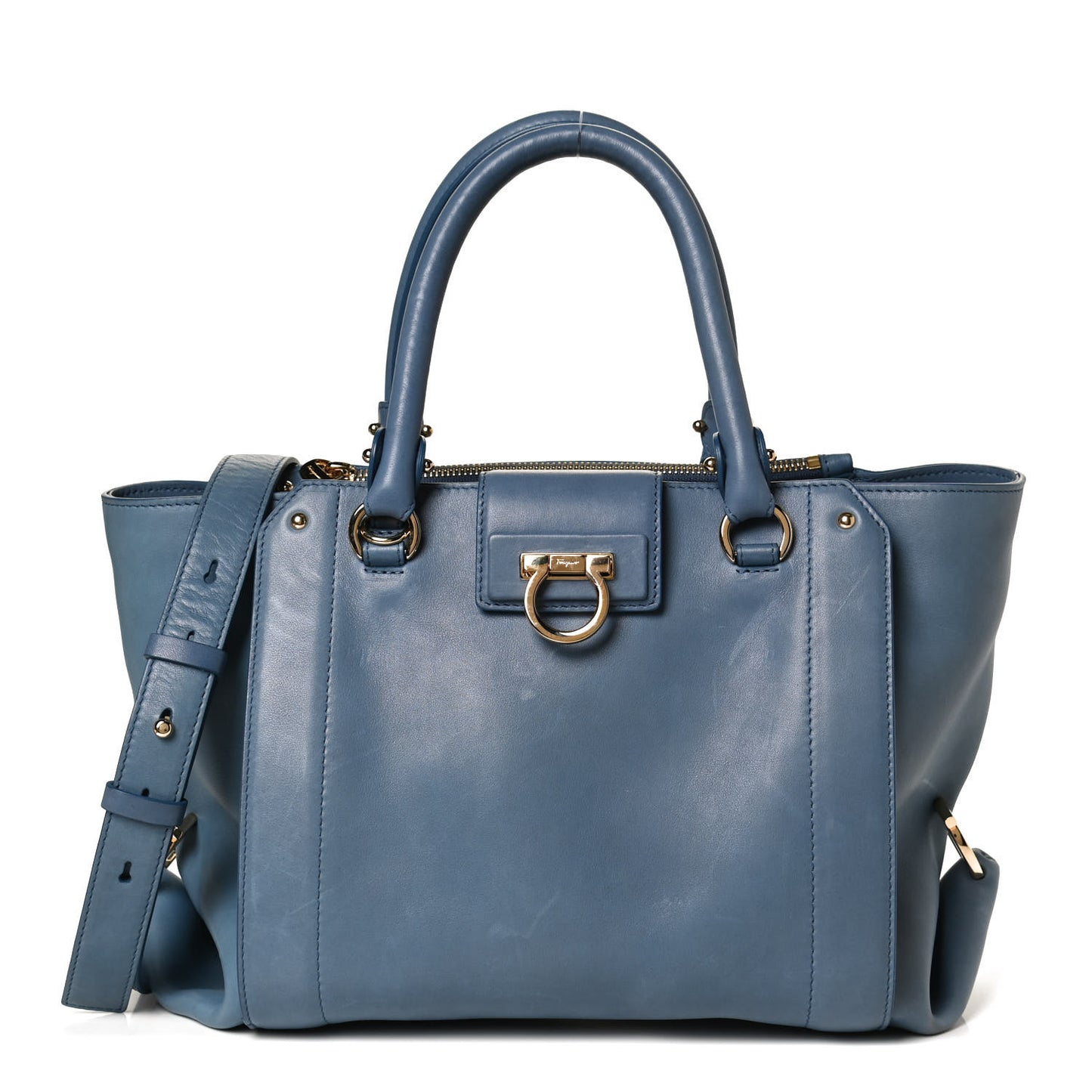 Calfskin Gancini Tote Blue
