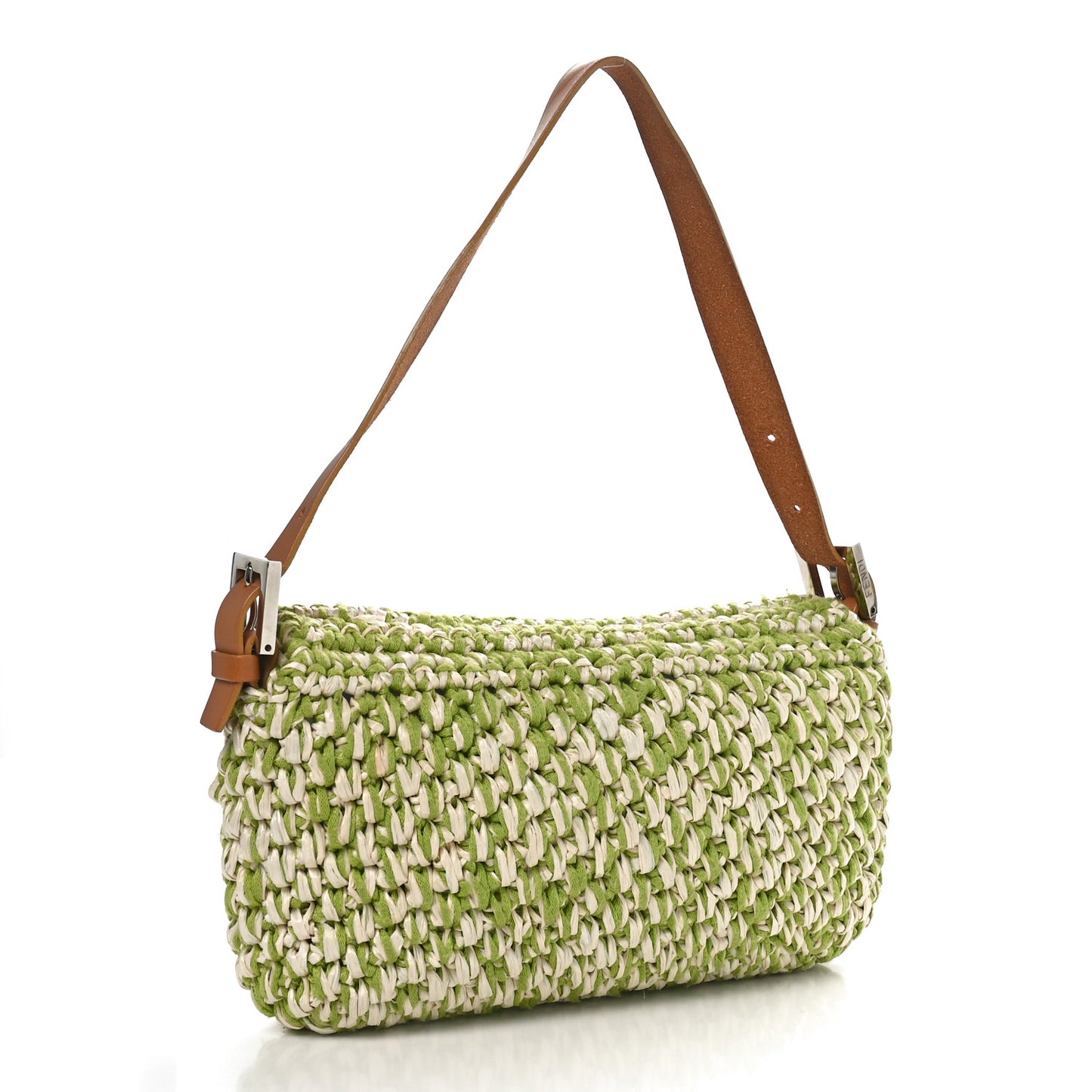 Woven Straw Baguette Green