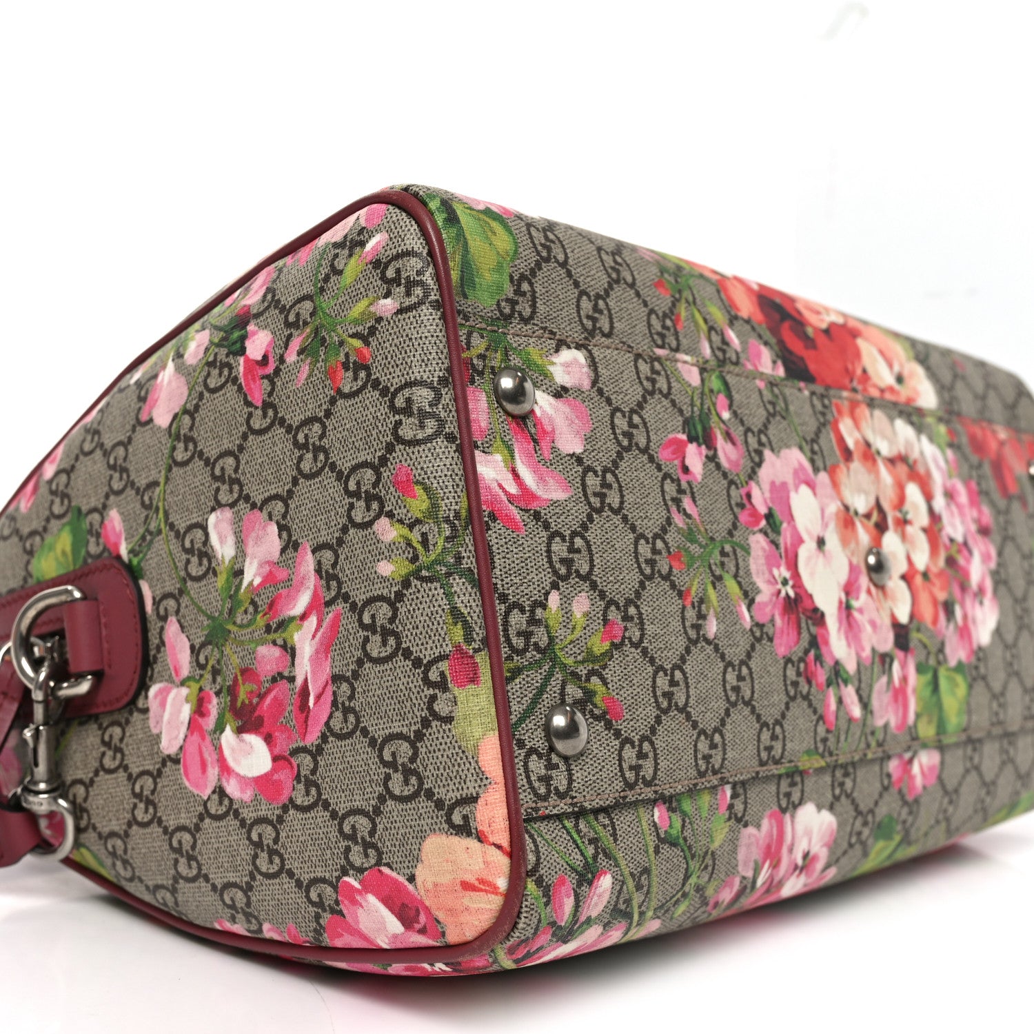 Gucci GG Supreme Monogram Blooms Medium Boston Beige Multicolor Dry Rose 9 of 10
