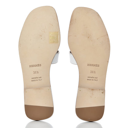Hermes Box Calfskin Oran Sandals 36.5 White 5 of 15