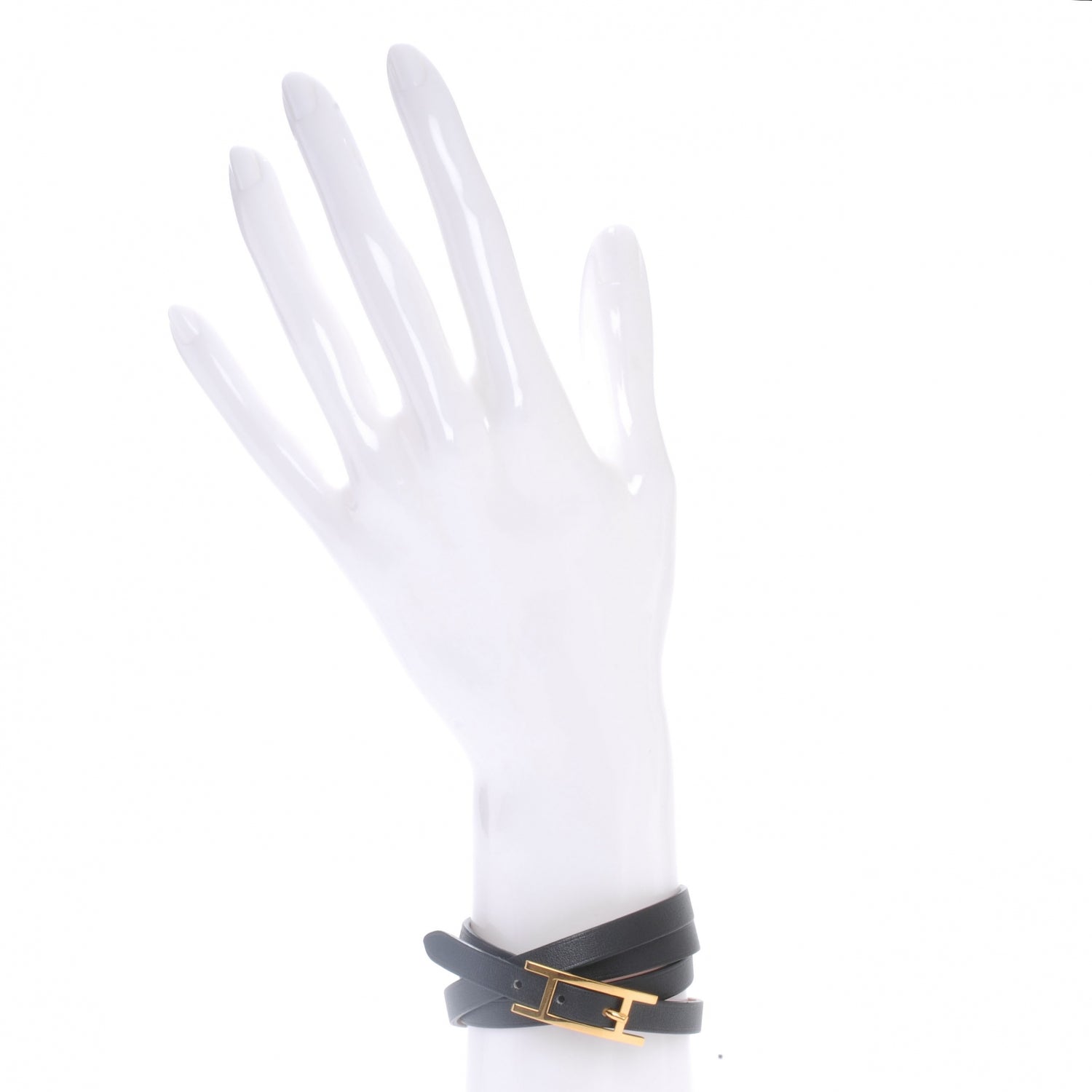 Hermes Chamonix Hapi 3 MM Triple Tour Wrap Bracelet Medium Black 2 of 4