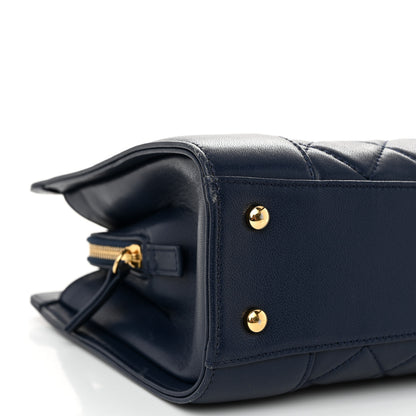 Chanel Sheepskin Quilted Small Mademoiselle Vintage Shopping Tote Navy 9 of 12