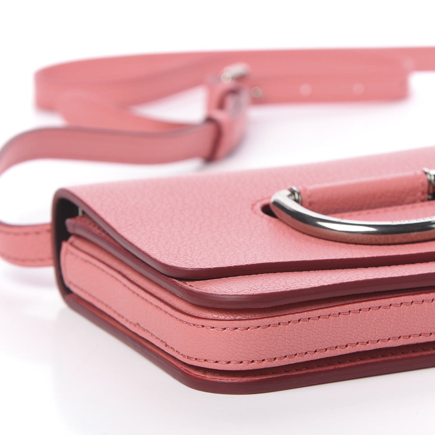 Goatskin Mini D-Ring Bag Bright Coral Pink