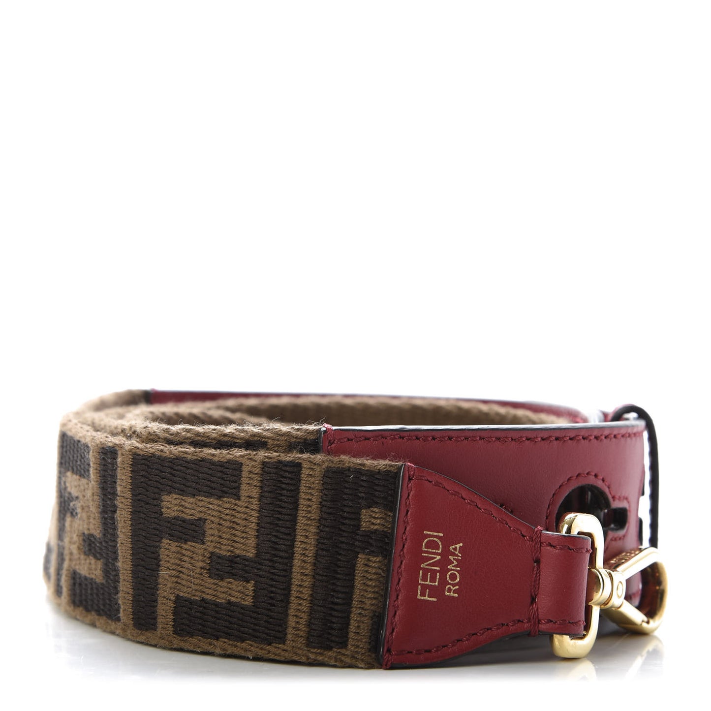 Ribbon Vitello Century FF 1974 Studded Strap You Fango Marrone Fragola