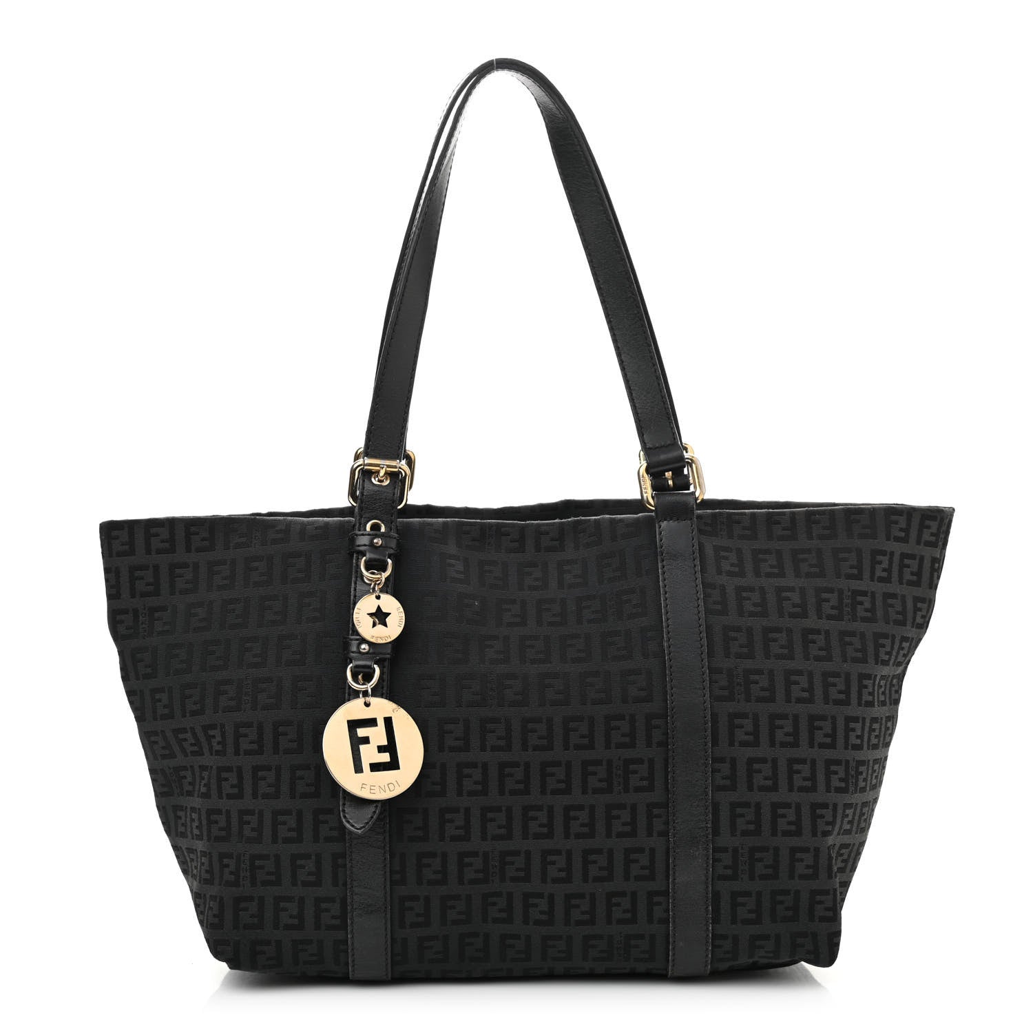 Fendi Zucchino Large Charm Shopping Tote Black 1 of 11