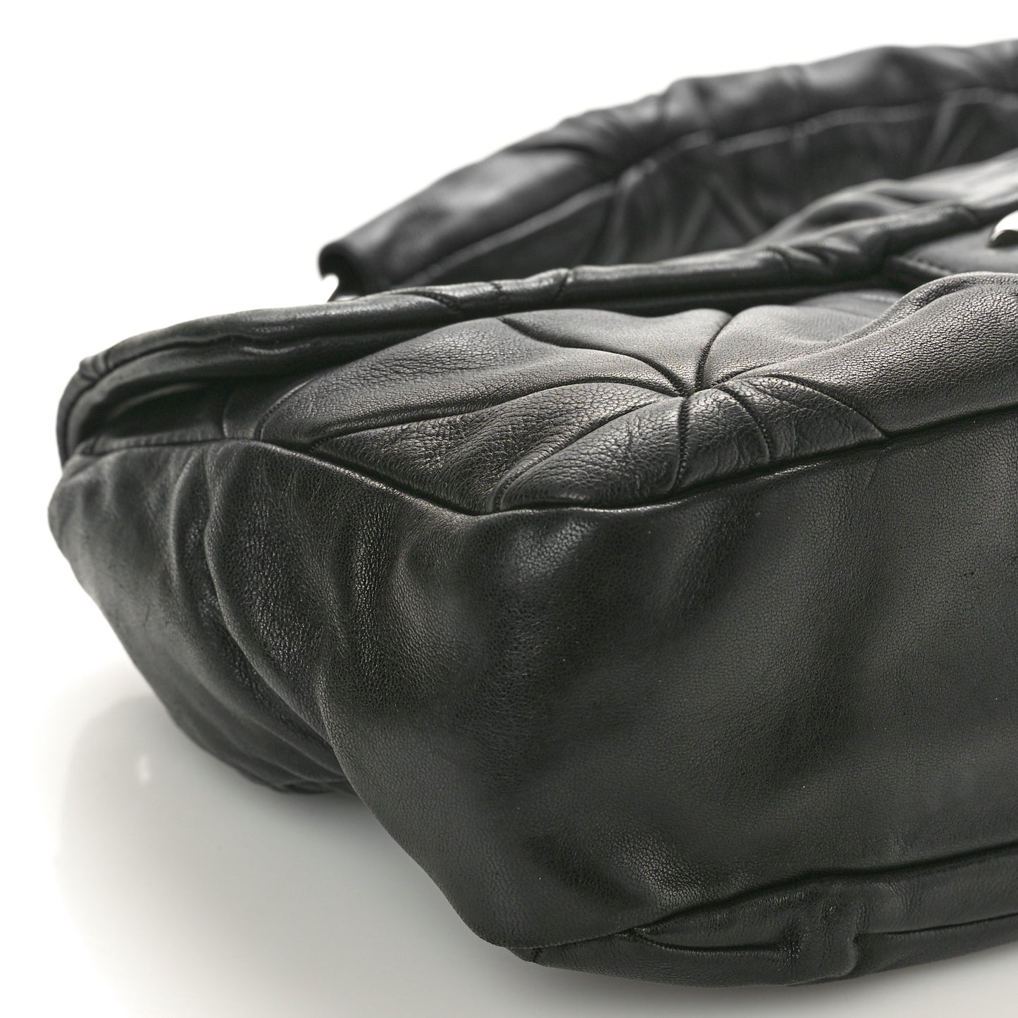 Lambskin Quilted Soft Squares Origami Flap Black