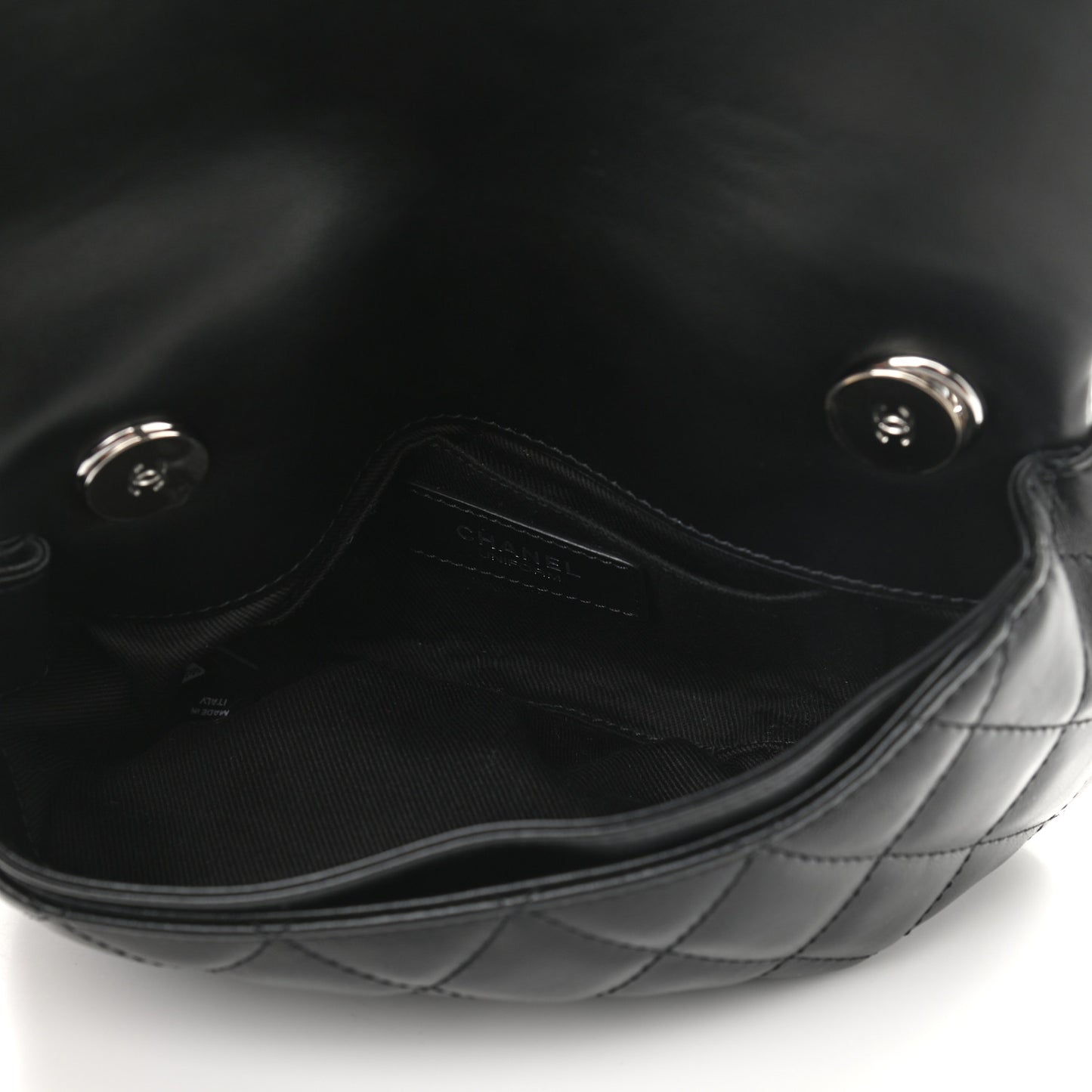 Calfskin Quilted CC Uniform Flap Belt Bag Black