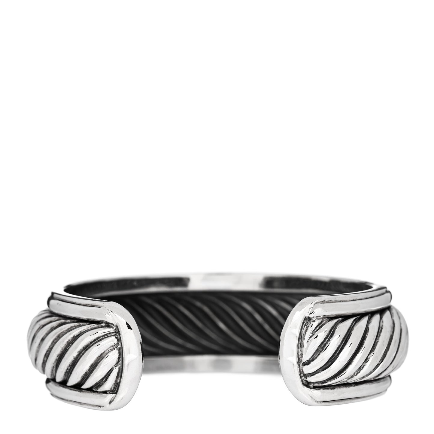 Sterling Silver Diamond 20mm Sculpted Cable Cuff Bracelet