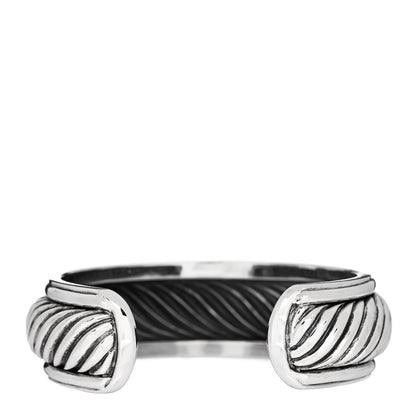 David Yurman Sterling Silver Diamond 20mm Sculpted Cable Cuff Bracelet 4 of 6