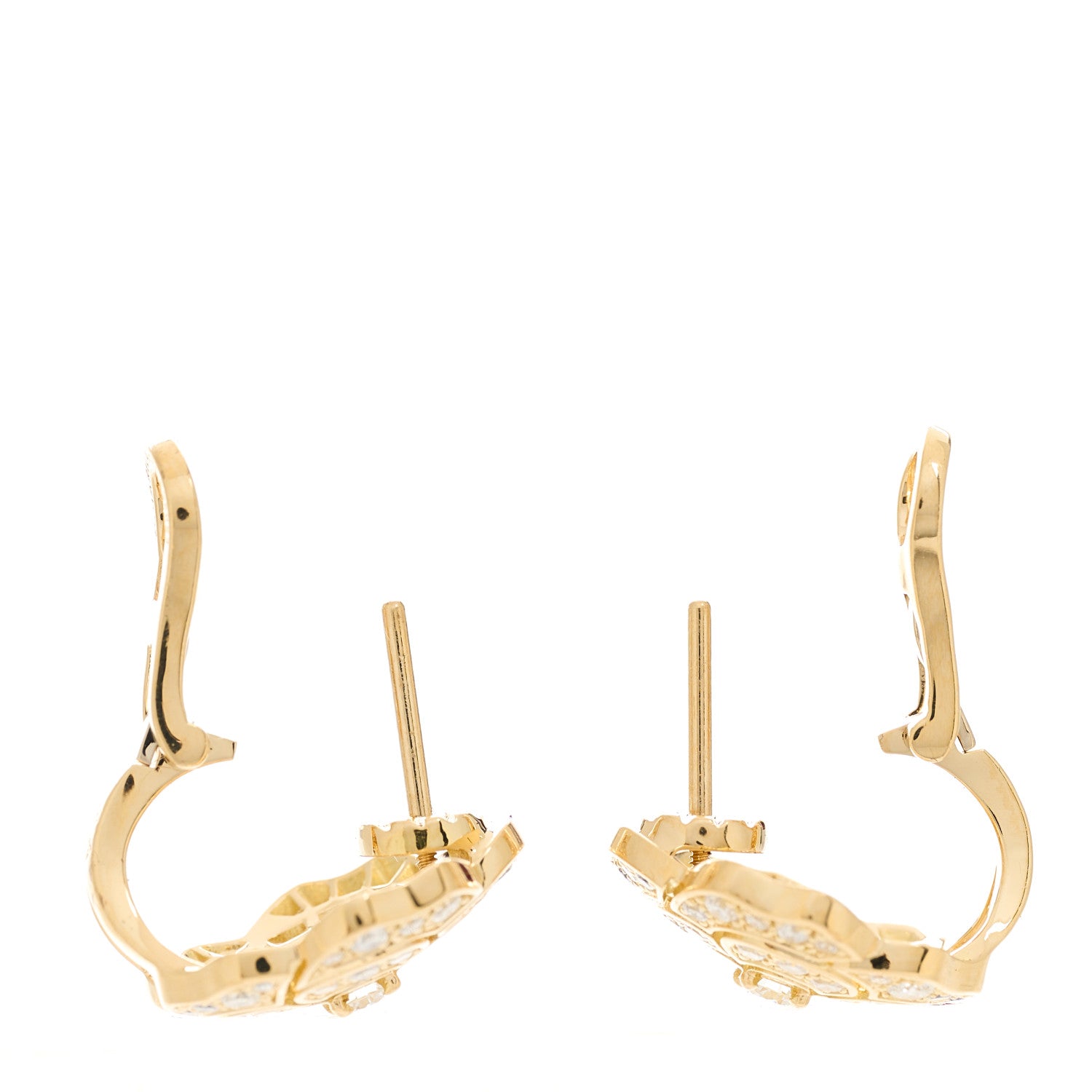 Chanel 18K Yellow Gold Diamond Bouton de Camélia Earrings 5 of 7