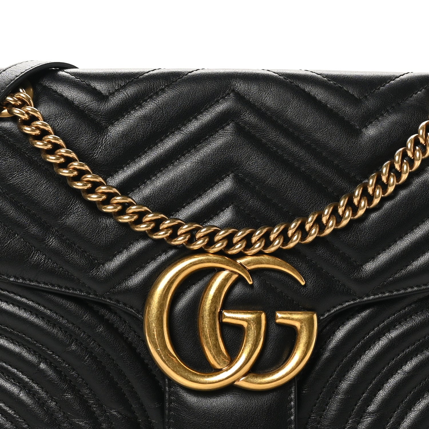 Gucci Calfskin Matelasse Medium GG Marmont Shoulder Bag Black 8 of 10
