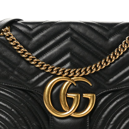 Gucci Calfskin Matelasse Medium GG Marmont Shoulder Bag Black 8 of 10