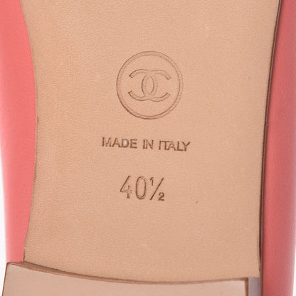 Chanel Goatskin Cap Toe CC Ballerina Flats 40.5 Pink 6 of 9