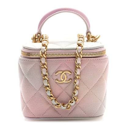 Chanel Lambskin Quilted Ombre Mini Top Handle Vanity Case With Chain Pink Multicolor 1 of 9