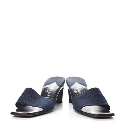 Chanel Denim CC Sandals Blue 38 6 of 11