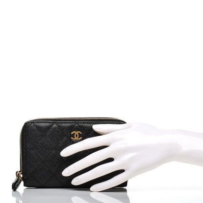 Chanel Caviar Quilted Large Gusset Double Zip Around Wallet Black 10 of 15