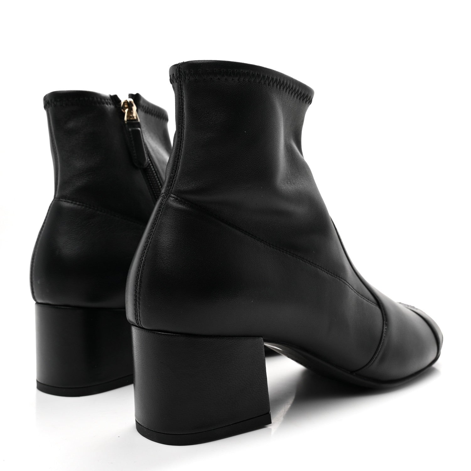Chanel Stretch Lambskin Cap Toe CC Short Boots 37.5 Black 5 of 10