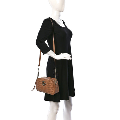 Gucci Calfskin Matelasse Aria Small GG Marmont Chain Shoulder Bag Camelia 2 of 9