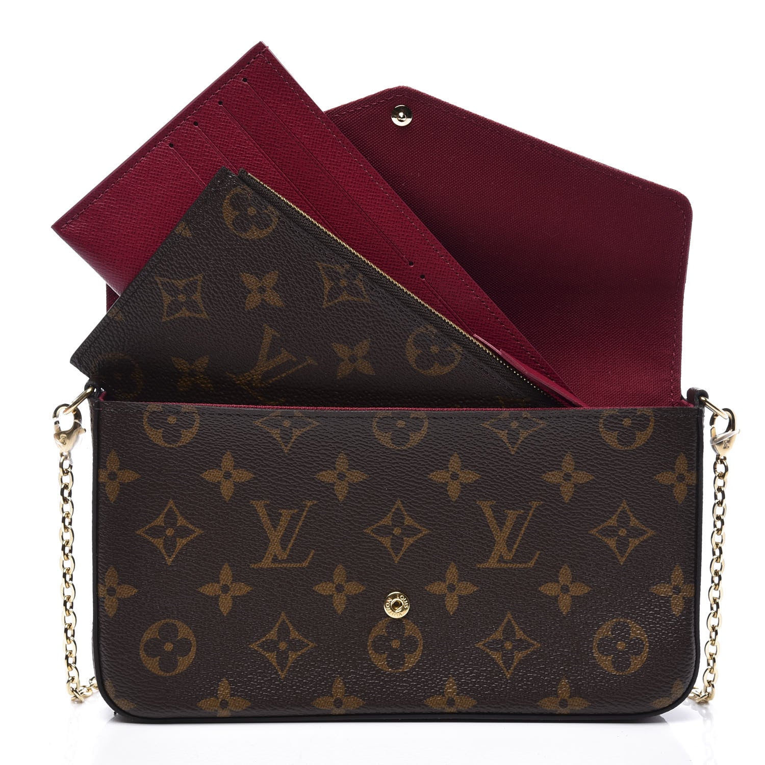 Louis Vuitton Monogram Pochette Felicie Chain Wallet Fuchsia 2 of 11