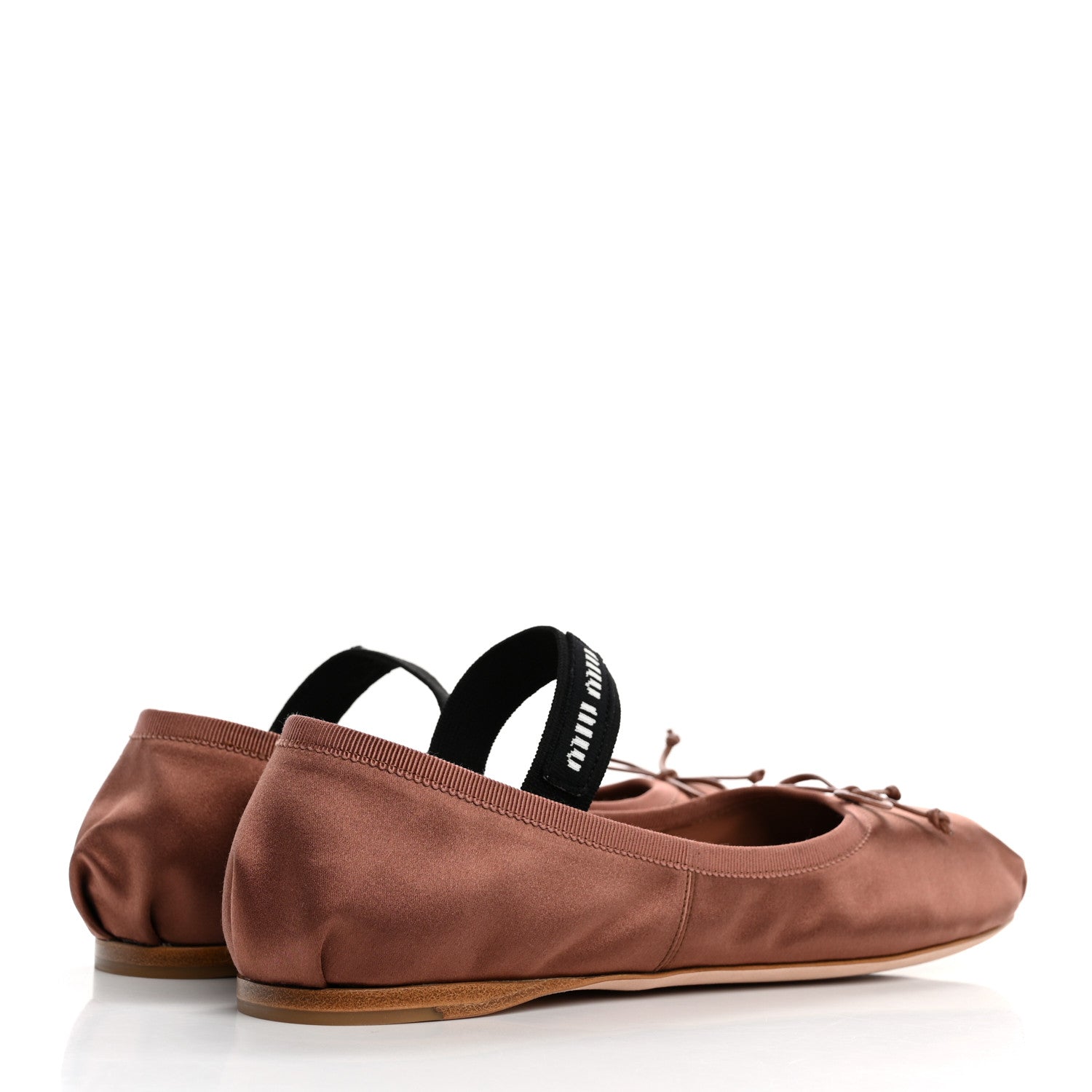 Miu Miu Satin Logo Ballerina Flats 39.5 Cacao 5 of 11